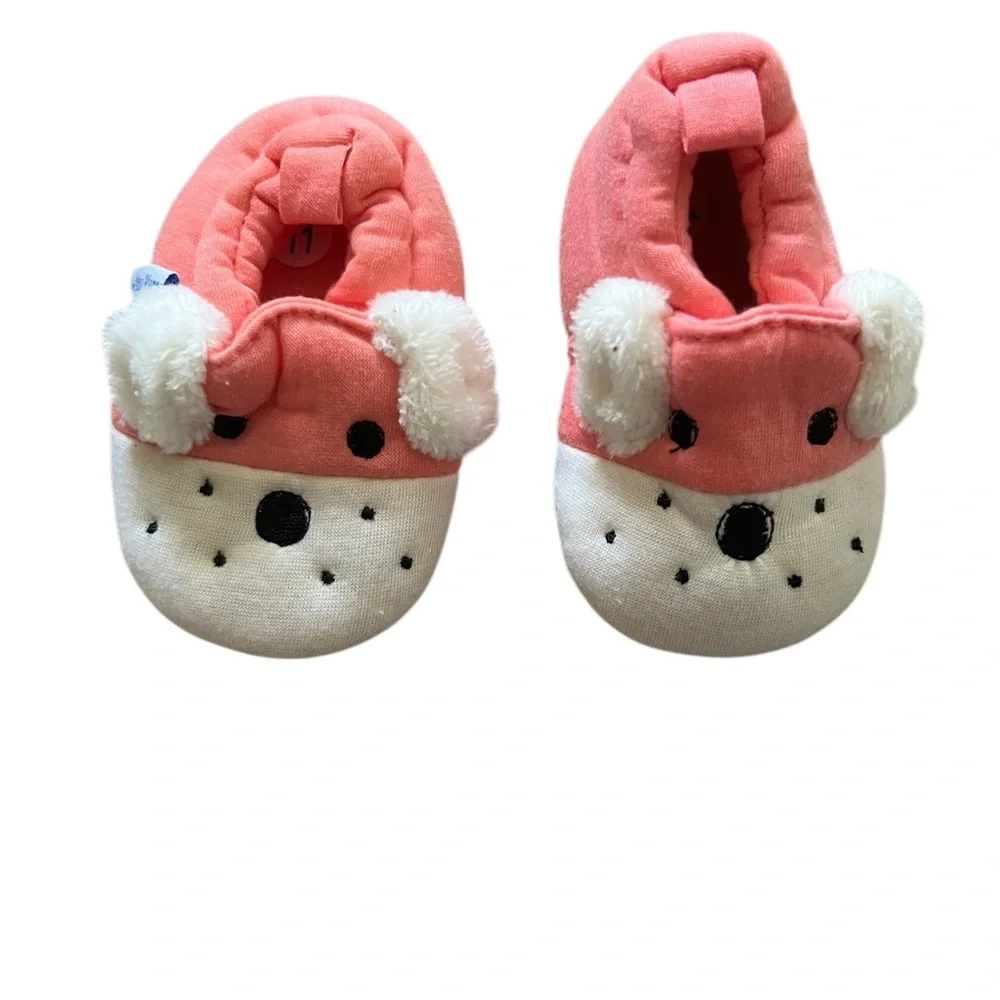 Baby Girl Pink and White 3D Puppy Slippers | Size 2